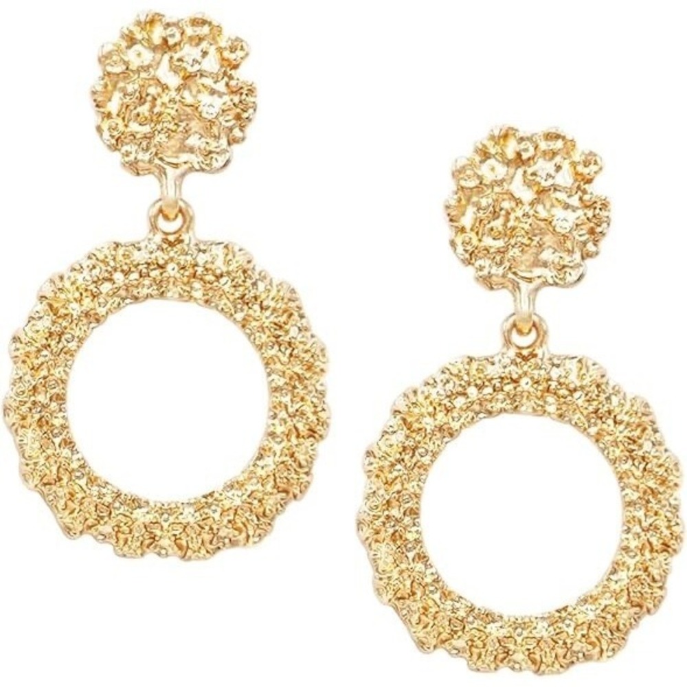 Rosemarie & Jubalee Women's Chunky Gold Tone Nugget Hypoallergenic Hoop Earrings
